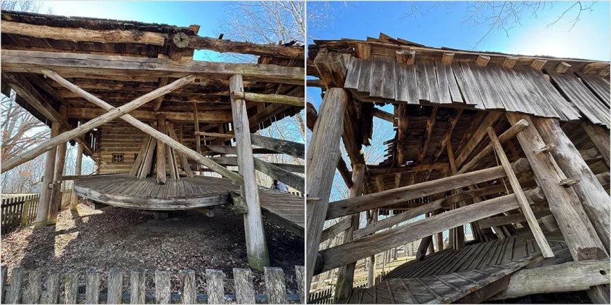The Carding Mill at Lincoln’s New Salem Historic Site in Petersburg, a replica of the original machine at the site that spun wool into fabric and the only animal-powered one of its kind in the United States, is at risk of being irreparably damaged. Last month, a big section of the mill’s roof “totally collapsed” onto the wheel that would have been rotated by oxen.
