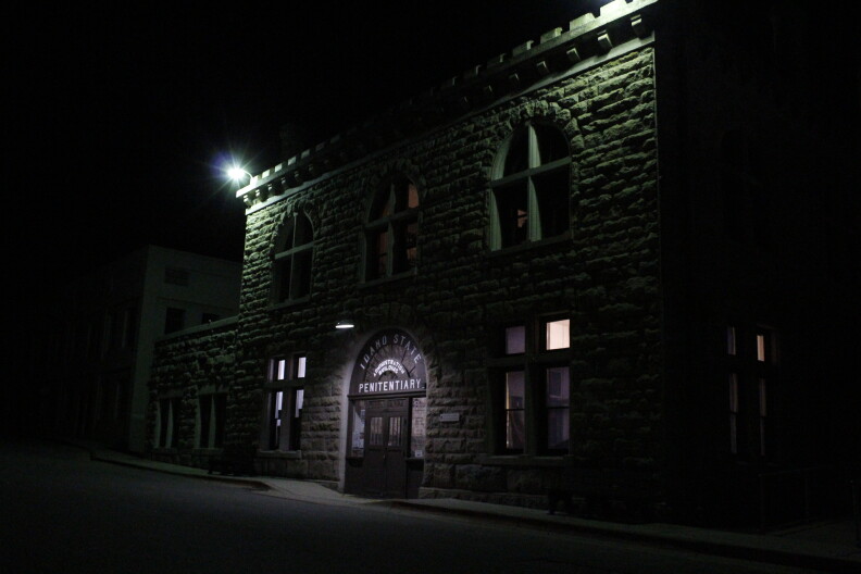 The Old Idaho Penitentiary at night.JPG