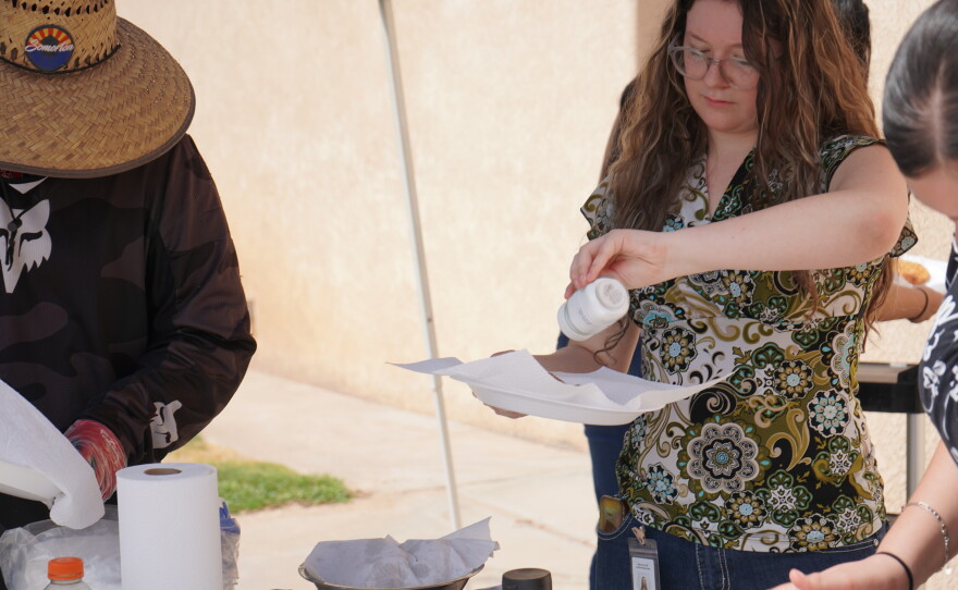Honey and powdered sugar were among various options with which to top the frybread.