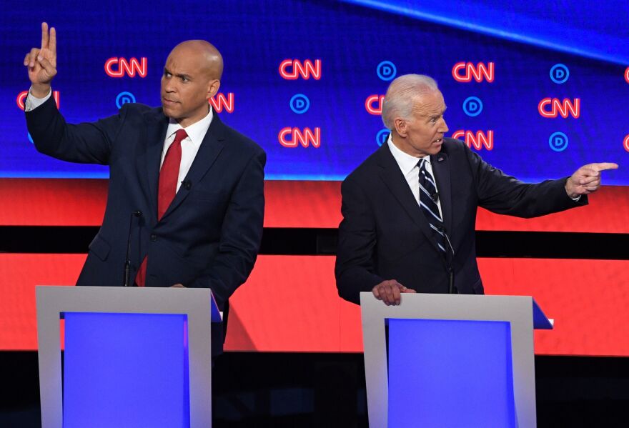 Sen. Cory Booker directly challenged former Vice President Joe Biden on criminal justice records during the debate.