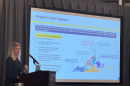 Heidi Hertz, Director of Virginia’s Rural Health Transformation Fund, shows current federally designated "rural" area maps at the Claude Moore Scholars & Regional Healthcare Workforce Meeting Friday morning.