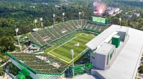 South Florida's $407 million on-campus stadium is under construction on the east side of the Tampa campus, with the first game set for Sept. 5, 2027, against Louisville.