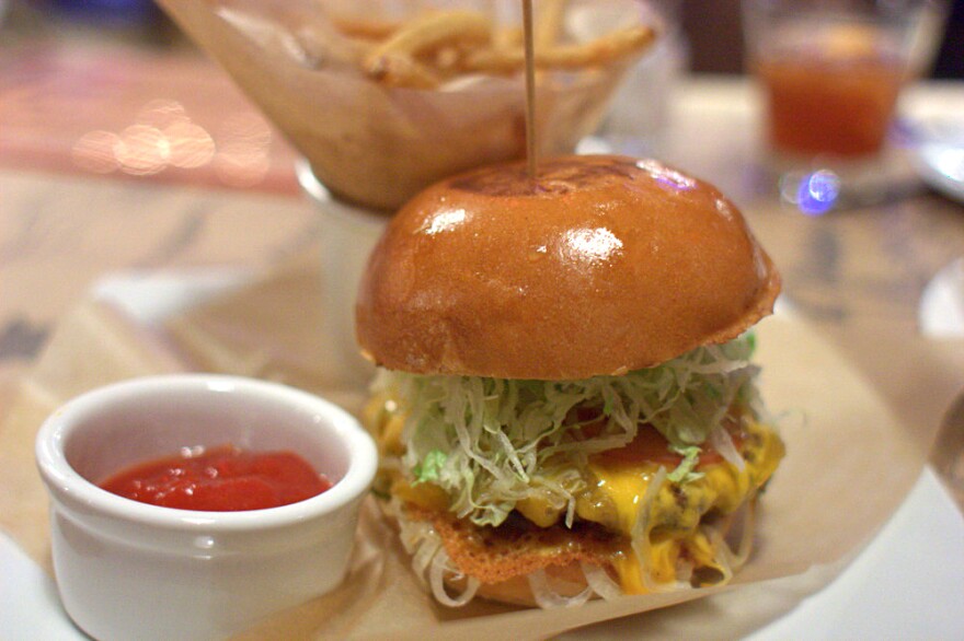 The Big Bite Burger from Guy's American Kitchen and Bar in New York's Times Square. In 2012, <em>New York Times</em> restaurant critic Pete Wells penned an <strong><a href="http://www.nytimes.com/2012/11/14/dining/reviews/restaurant-review-guys-american-kitchen-bar-in-times-square.html">infamous takedown</a></strong> of the restaurant.