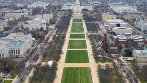 The National Mall, with the U.S. Capitol Building in distance, as seen from the Washington Monument, Tuesday, Dec., 9, 2025, in Washington, D.C. (Pablo Martinez Monsivais/AP)
