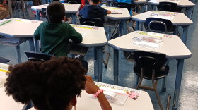 Students sit at their desks on the first day of classes in the Buffalo Public Schools district, Thursday, Sept. 3, 2026. Names, where legible, have been covered to preserve the students' privacy and safety.