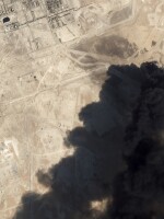 This satellite image shows smoke rising from Saudi Aramco's Abqaiq oil processing facility in Saudi Arabia.