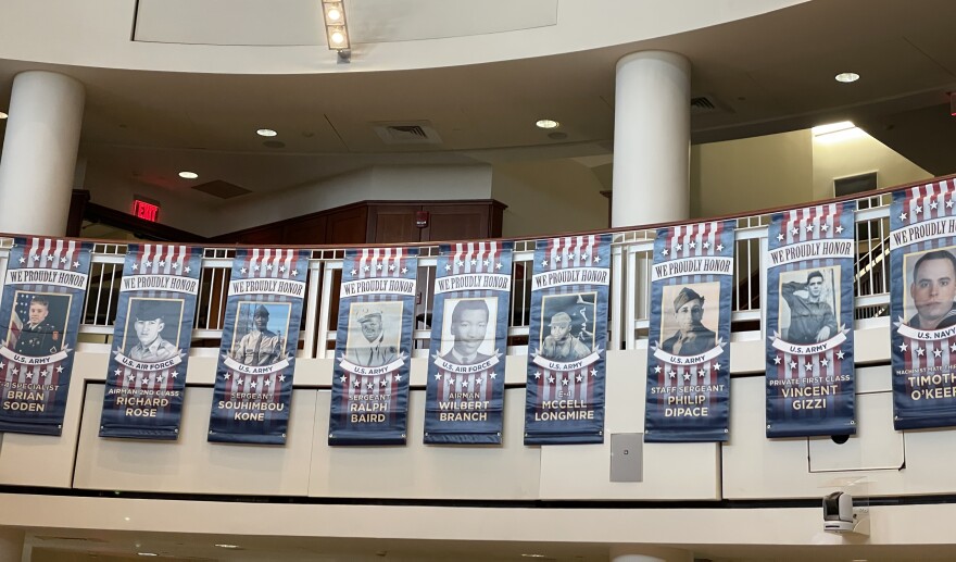 Banners honoring Albany Veterans in the Lally School of Education Building