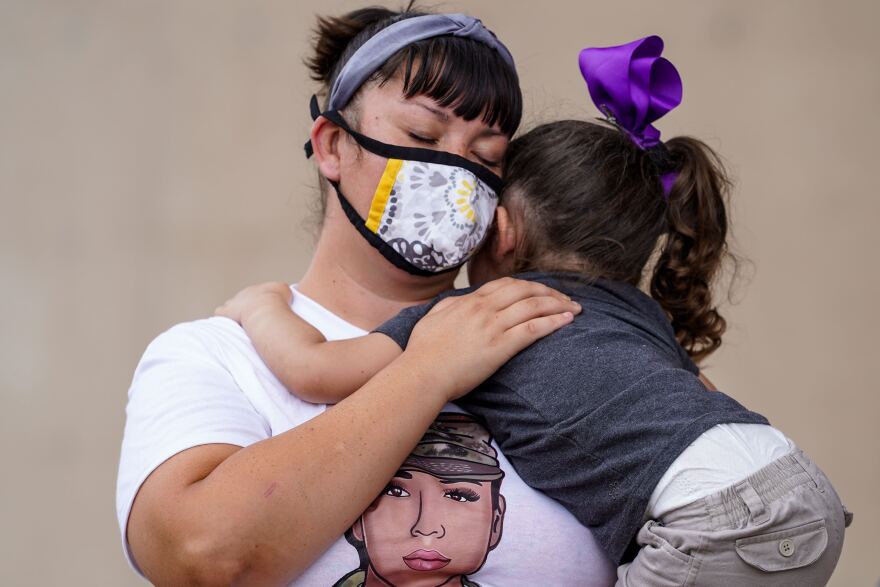 Denisse Benavides, 38, with La Monarca Foundation, and her daughter Ariah Contreras, 3, attended the press conference.