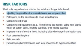 The federal Centers for Disease Control has updated guidance for doctors after University of Rochester researchers found an uptick in bacterial and fungal infections among people who inject drugs. (Highlighting by WXXI News.)