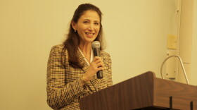 State Resilience Officer Julia Nesheiwat speaks at an American Water Resources Association meeting in Ponte Vedra Beach in November 2019. 