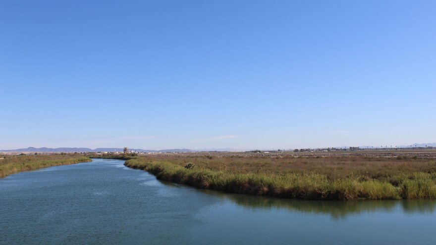 The Colorado River, west of Yuma, Arizona, before it     reaches Morelos Dam on the U.S.-Mexico border.