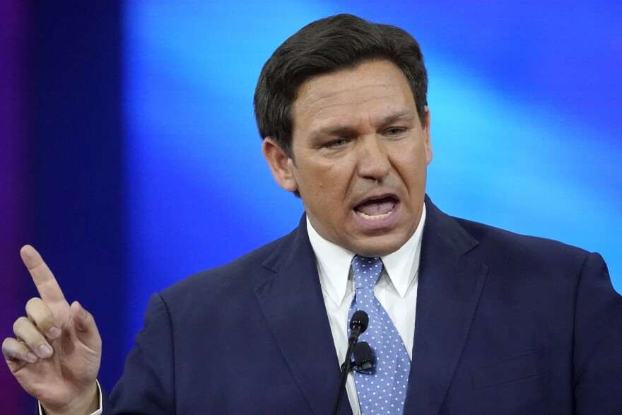 FILE - Florida Gov. Ron DeSantis speaks at the Conservative Political Action Conference (CPAC), Feb. 24, 2022, in Orlando, Fla. 