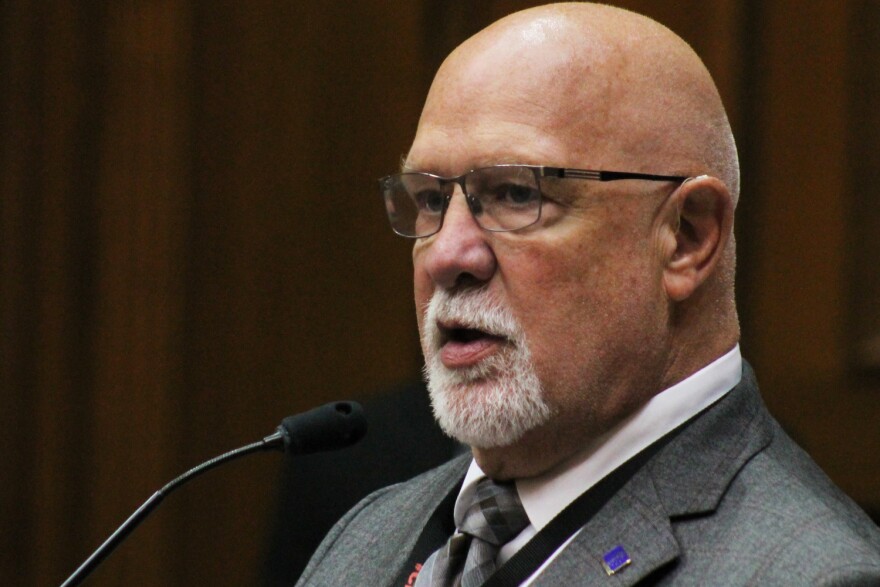 Rep. Tim Brown (R-Crawfordsville) talks about the inflation relief package on the House floor on Aug. 4, 2022.