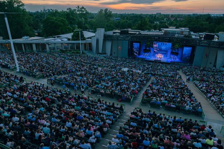 Thousands of patrons watch a performance of "Frozen: The Musical" at the Muny during the 2025 season. All the seats will be replaced in time for 2027.