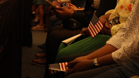 Attendees at a citizenship ceremony on Friday, June 27th in Portland.