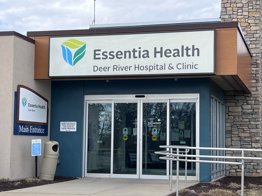 The entrance to the Essentia Health-Deer River hospital and clinic.