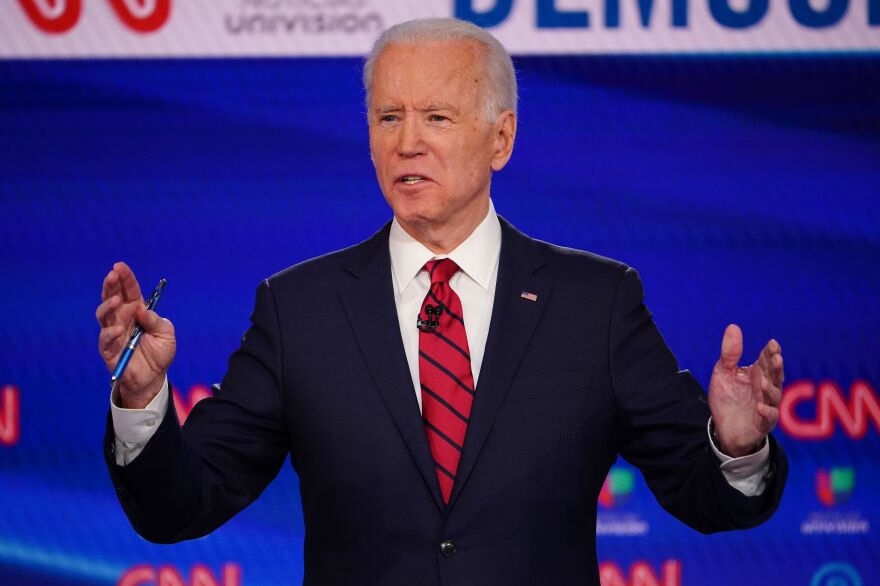 Democratic presidential former US vice president Joe Biden participates in the 11th Democratic Party 2020 presidential debate on March 15.