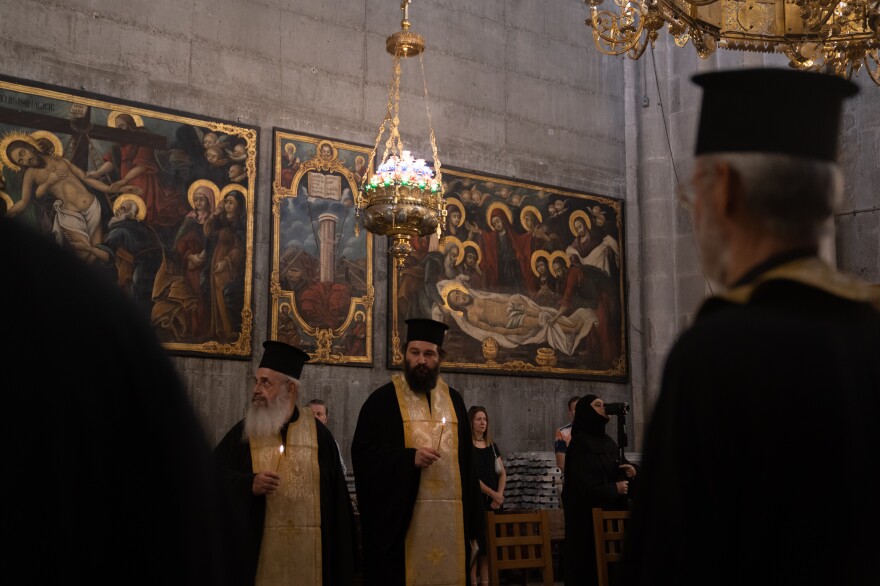 On Sunday, a special prayer for peace in the ongoing conflict was held at the Church of the Holy Sepulchre in the Old City of Jerusalem.