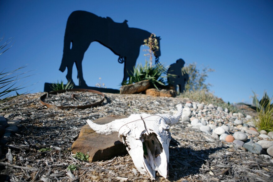 A Western motif greets visitors to the Cowboy Church of Ellis County, in Waxahachie, Texas. About 1,700 people attend the church on Sundays.