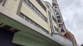 The marquee at the movie theater was quite impressive when fully lit during its heyday in the immediate decades following World War II