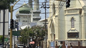 A church and mosque in Malang, Indonesia