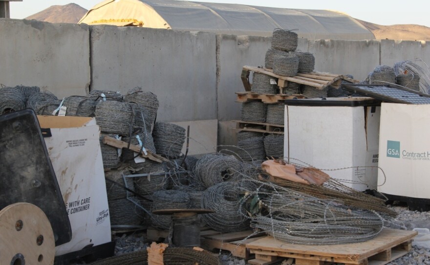Surplus razor wire is seen at the scrap yard on the base. For years units dumped trash and surplus construction materials there, and now the 2-3 Field Artillery has to clear it out.
