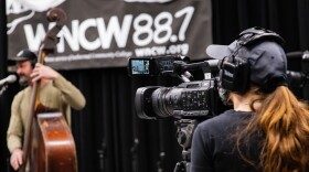 ICC Broadcast & Production Technology Student Operates Video Camera for Facebook Live Feed of Recent WNCW Studio B Session