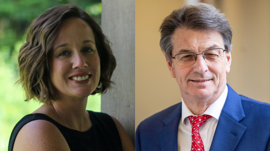 Indiana House District 42 candidates from left to right: Democrat Brandi Vandivier and incumbent Republican Tim Yocum.