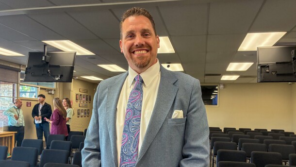 Dale Ponder smiles just minutes after the Crane School District board voted to hire him as the district's next superintendent. He'll assume the role on July 1, 2026 after Superintendent Laurie Doering retires.