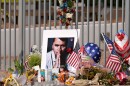 FILE - A makeshift memorial grows in size at the Turning Point USA headquarters after the shooting death at a Utah college of Charlie Kirk, the 31-year-old founder and CEO of the organization, Sept. 17, 2025, in Phoenix. (AP Photo/Ross D. Franklin, File)