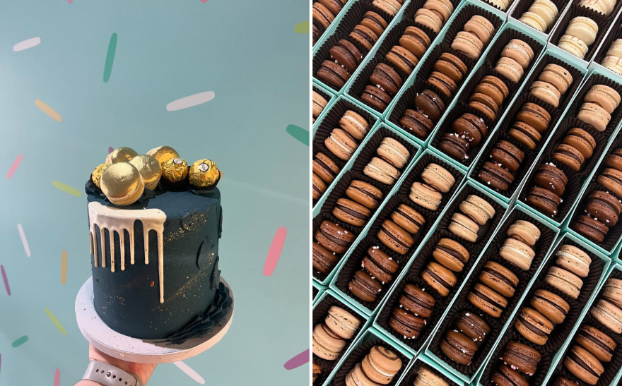A cake and macaroons from Cake Loft.