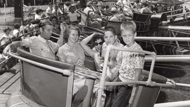 In this archival photo, Chippewa Lake Park visitors enjoy a ride on the Tumble Bug. One of the Tumble Bug cars was recently donated to a museum honoring the park.