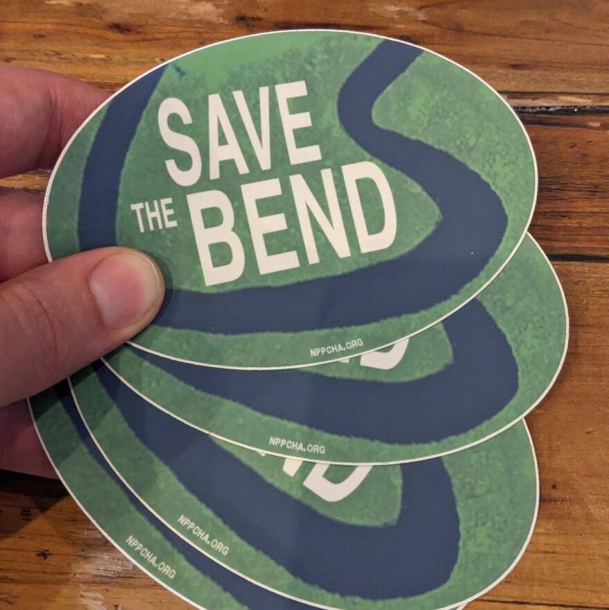 Stickers from the “Save the Bend” campaign at National Park Partners.