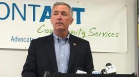 Rep. John Katko (R-Camillus) speaks Monday in Syracuse TOM MAGNARELLI / WRVO NEWS