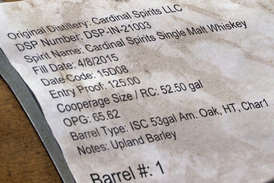 Označení sudu Cardinal Spirits číslo jedna.