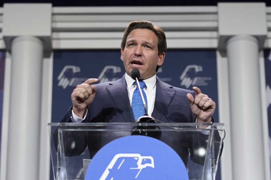 Florida Gov. Ron DeSantis speaks on Nov. 19, 2022, in Las Vegas. Gov. DeSantis said Tuesday, Dec. 13, 2022 that he plans to petition the state's Supreme Court to convene a grand jury to investigate “any and all wrongdoing” with respect to the COVID-19 vaccines. 