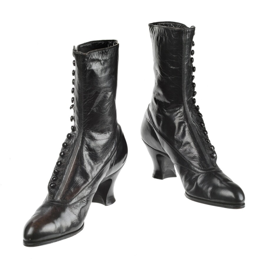 Suffragists wore this type of button-up boot, circa 1918.