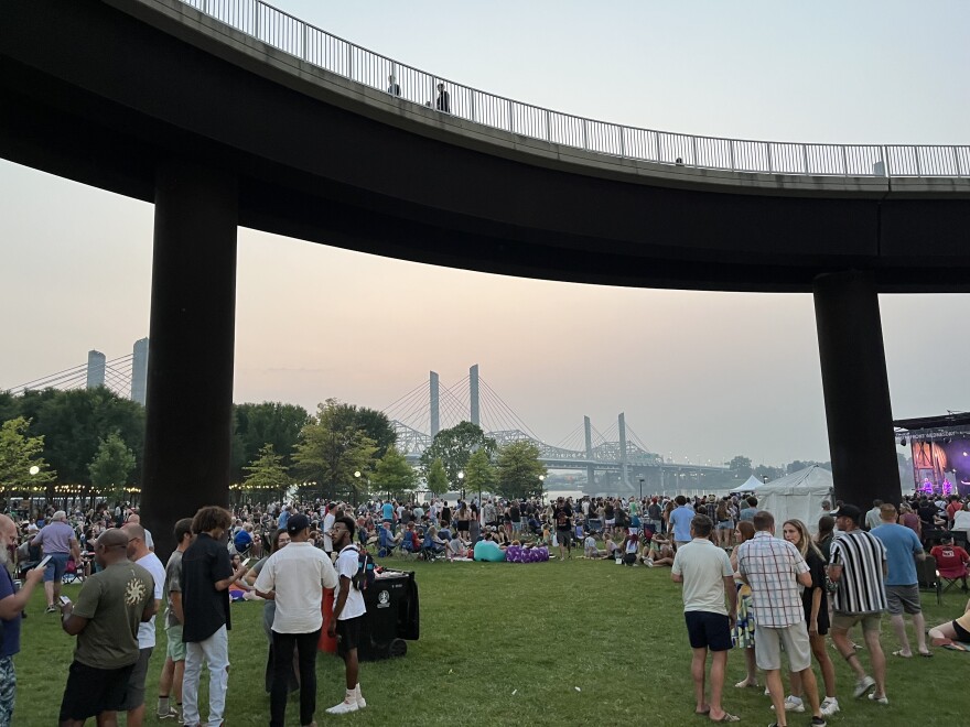 Haze from the Canadian wildfires during a summer concert at Waterfront Park.