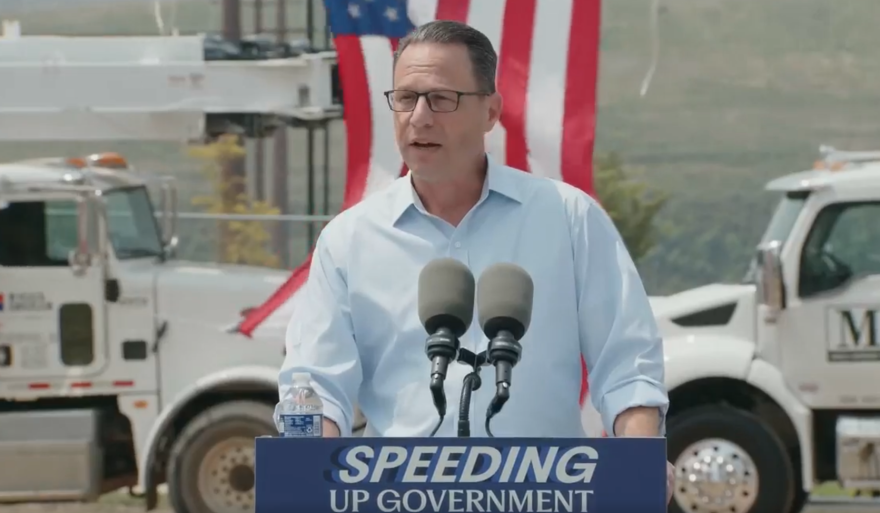 Gov. Josh Shapiro, seen at an unrelated event in Bucks County, speaks about the shooting of two state troopers Thursday morning in Susquehanna County.