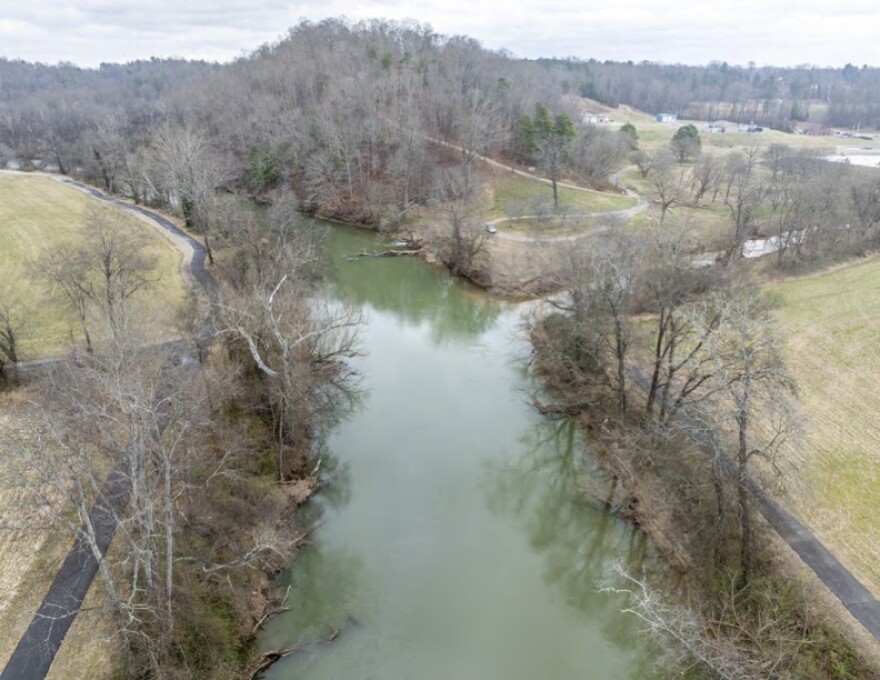 Image shows location of planned bridge over the Yadkin River