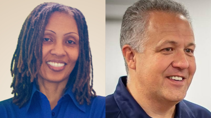 Indiana Senate District 25 candidates from left to right: Democrat Tamie Dixon-Tatum and incumbent Republican Mike Gaskill.