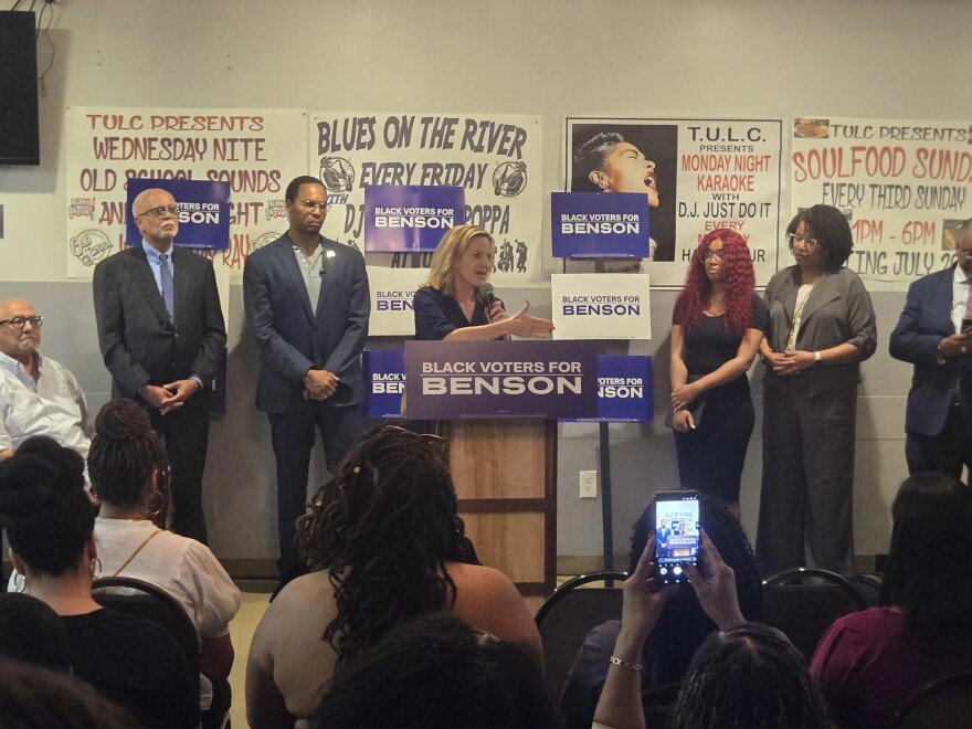 Michigan Secretary of State Jocelyn Benson speaks at an event meant to galvanize Black voters' support for her campaign for governor.