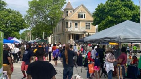 Crowds from the 10th Annual Heal the Hood Block Party & Resource Fair.
