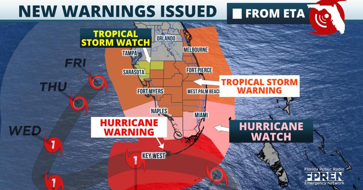 Hurricane And Storm Surge Warnings Issued As Eta Strengthens WUSF