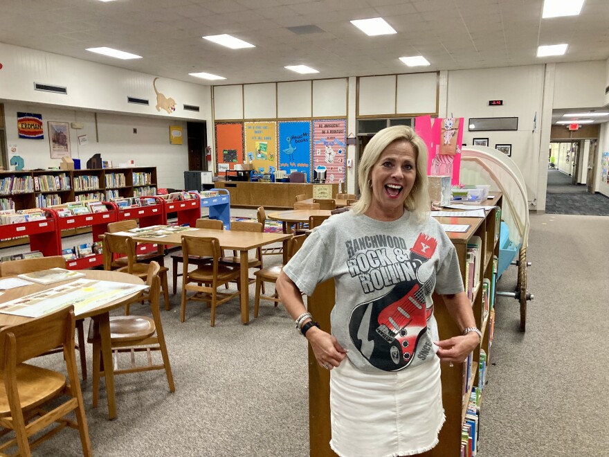 Kristin Lipe is the principal at Ranchwood Elementary School. She said she was excited to welcome graduating seniors back for the first time since this annual ceremony was halted by the coronavirus pandemic.