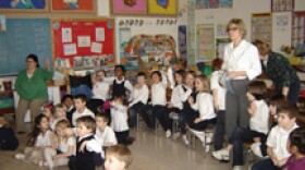 Donna Sweet, principal, and the Kindergarten and First Ggrade class from Southern Tier Catholic Schoool