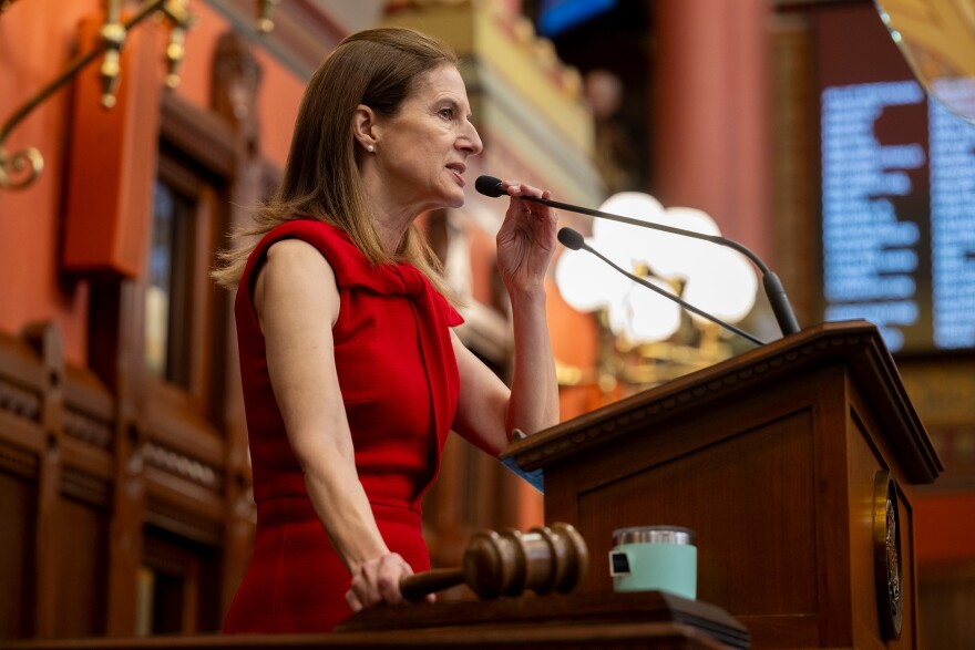 Lieutenant Governor Susan Bysiewicz addresses the joint legislative session on January 8, 2025.