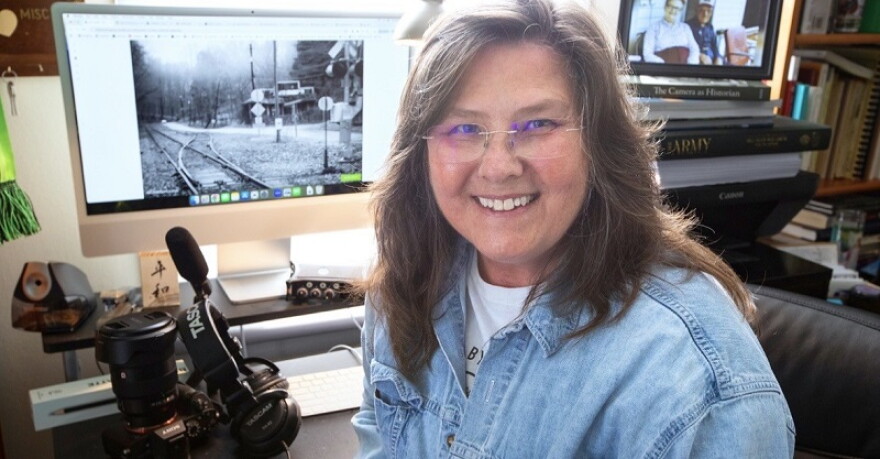 Archivist Kopana Terry works on the oral history project documenting West Liberty's 2012 EF3 tornado.