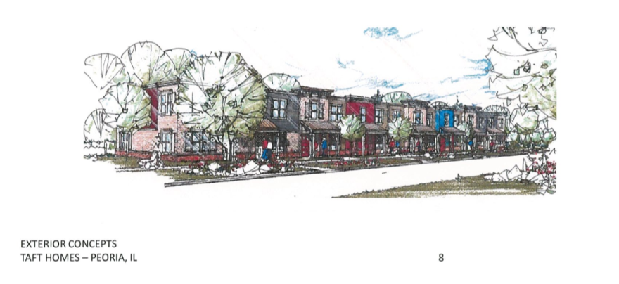 Concept art shows a potential look for the redevelopment Taft Homes just north of downtown Peoria.