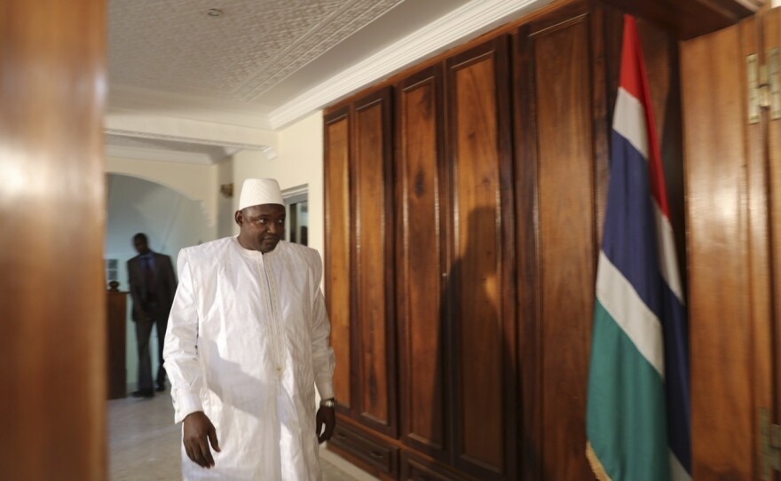 Adama Barrow before he was sworn in as President of Gambia Thursday at Gambia's embassy in Dakar, Senegal, Thursday.